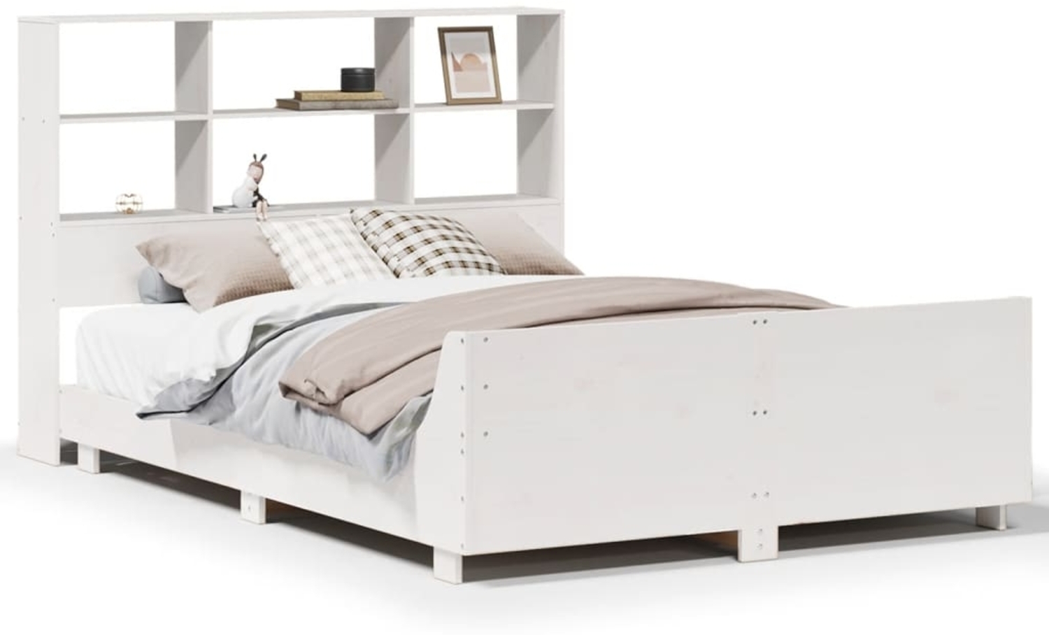 vidaXL Massivholzbett ohne Matratze Weiß 160x200 Kiefernholz 3323684 Bild 1