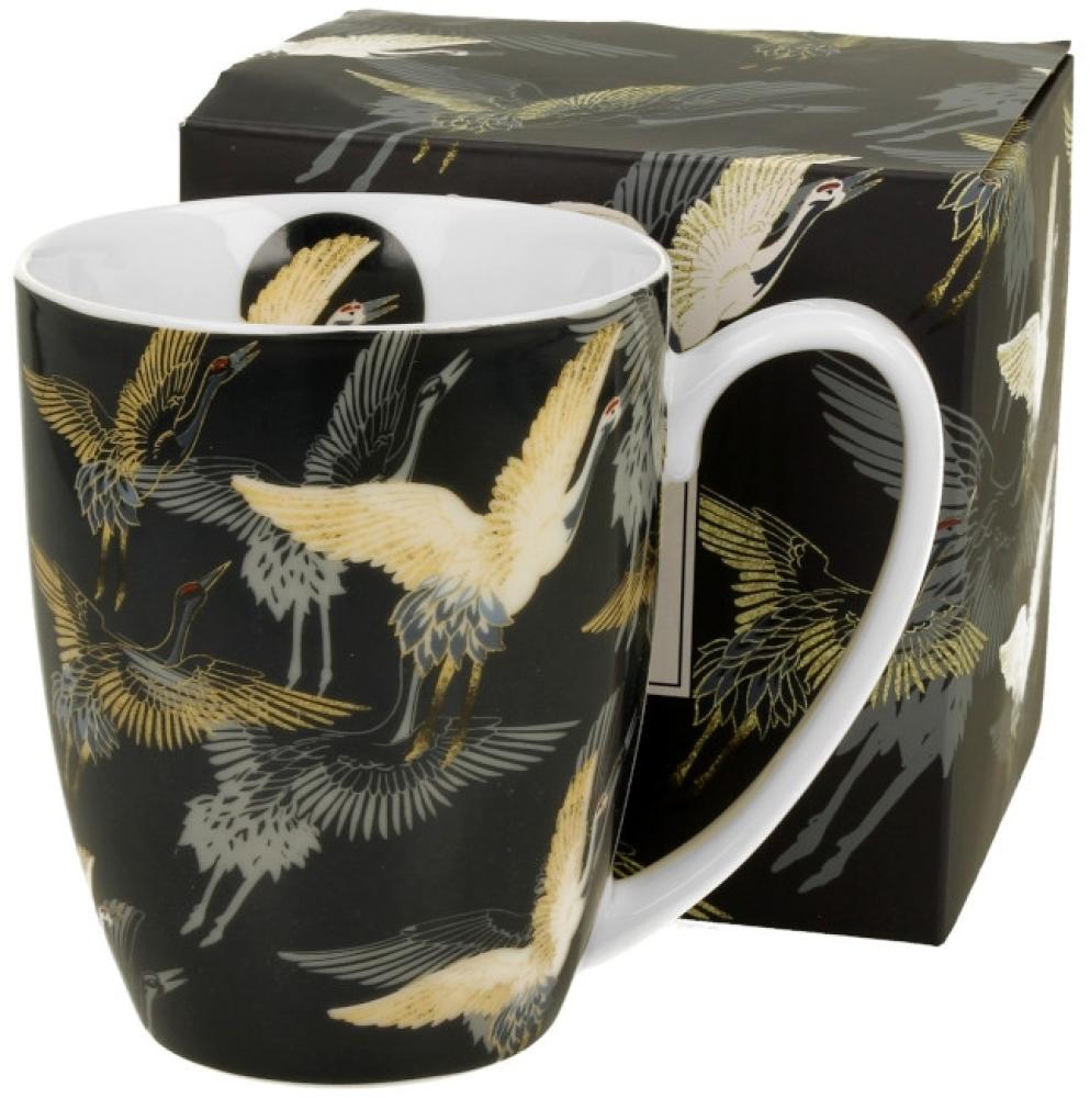 DUO ART GALLERY Klassischer Becher 350 ml CRANES AT NIGHT New Bone China Porzellan Bild 1