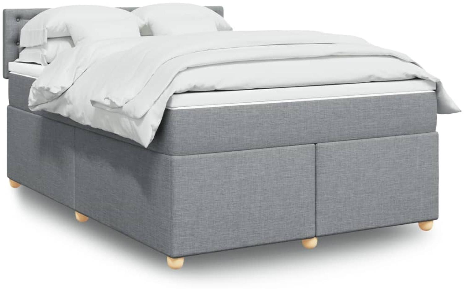 vidaXL Boxspringbett mit Matratze Hellgrau 140x190 cm Stoff 3288989 Bild 1