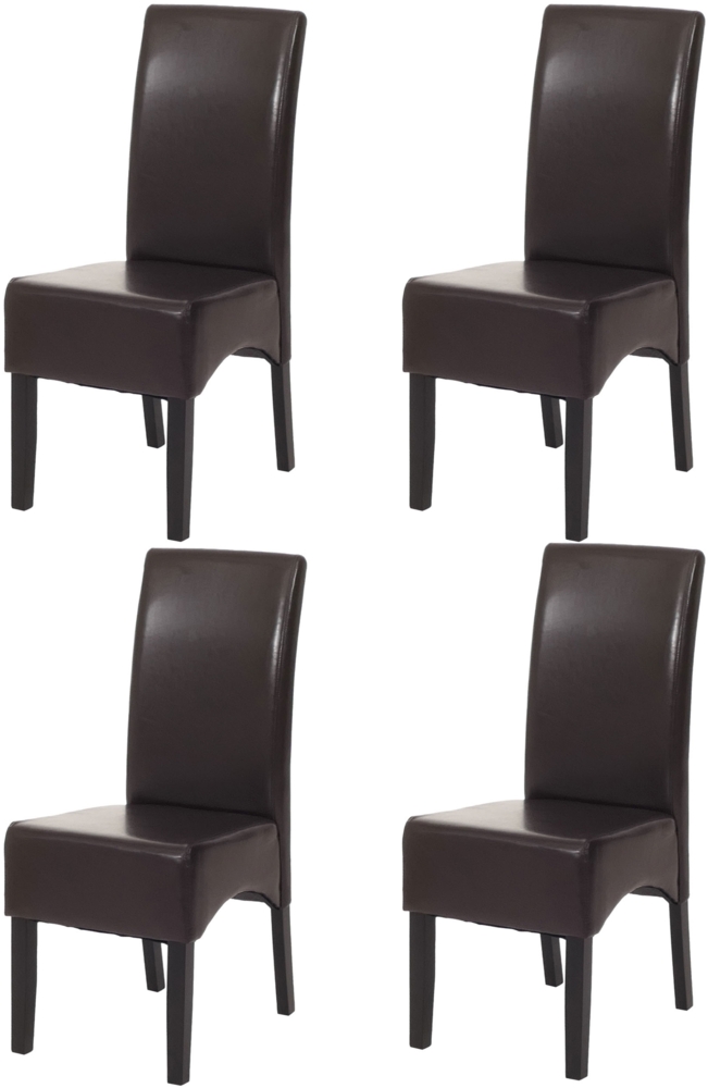 4er-Set Esszimmerstuhl Stuhl Küchenstuhl Littau ~ Leder, braun dunkle Beine Bild 1