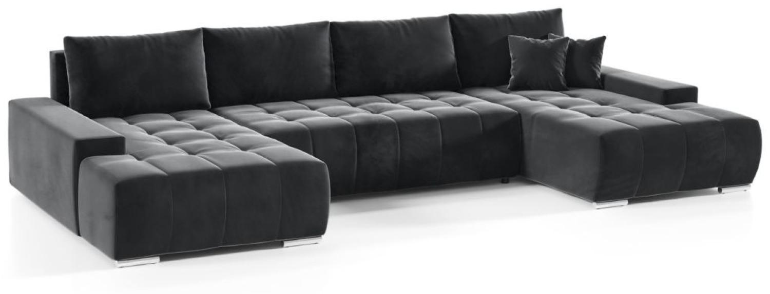 Wohnlandschaft Sofa mit Schlaffunktion VOGAR Stoff Monolith Grafit Bild 1