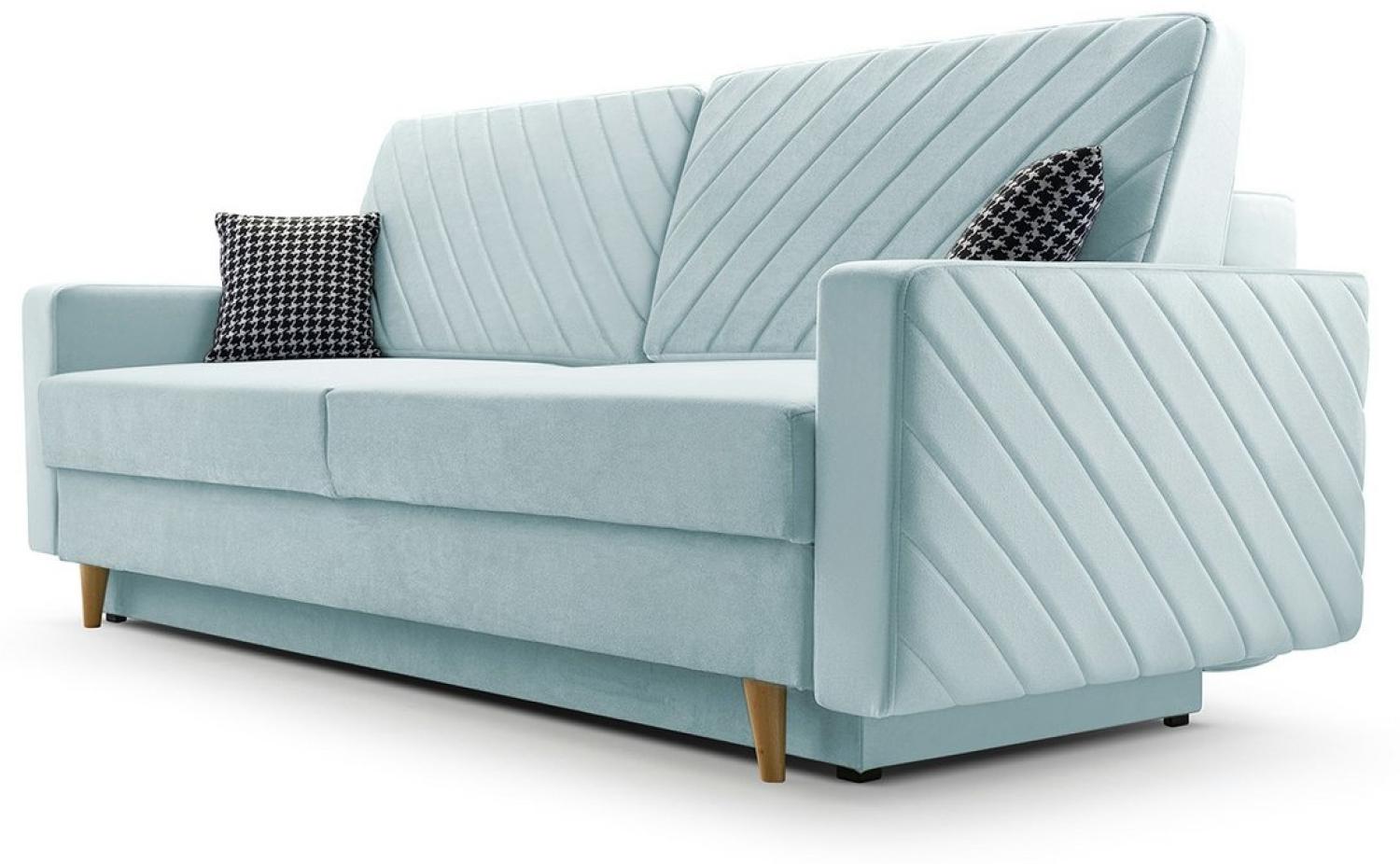 MOEBLO Schlafsofa CALIFORNIA, Sofa aus Samtstoff Couch für Wohnzimmer Sofagarnitur Polstersofa Wohnlandschaft Velours 230x96x97cm, mit Bettkasten und Schlaffunktion Bild 1