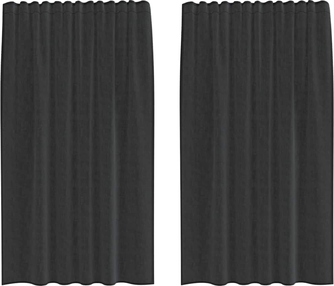 vidaXL Voile Vorhänge mit Stangentaschen 2 Stk. Schwarz 4102167 Bild 1