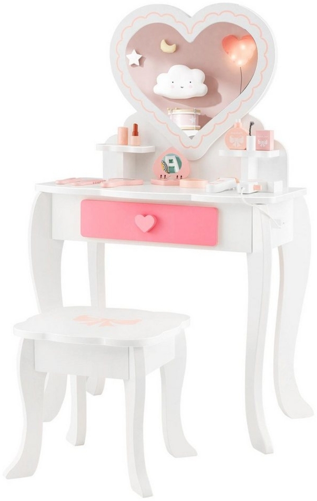 KOMFOTTEU Schminktisch mit Hocker, mit Spiegel, für Kleinkinder ab 3 Bild 1