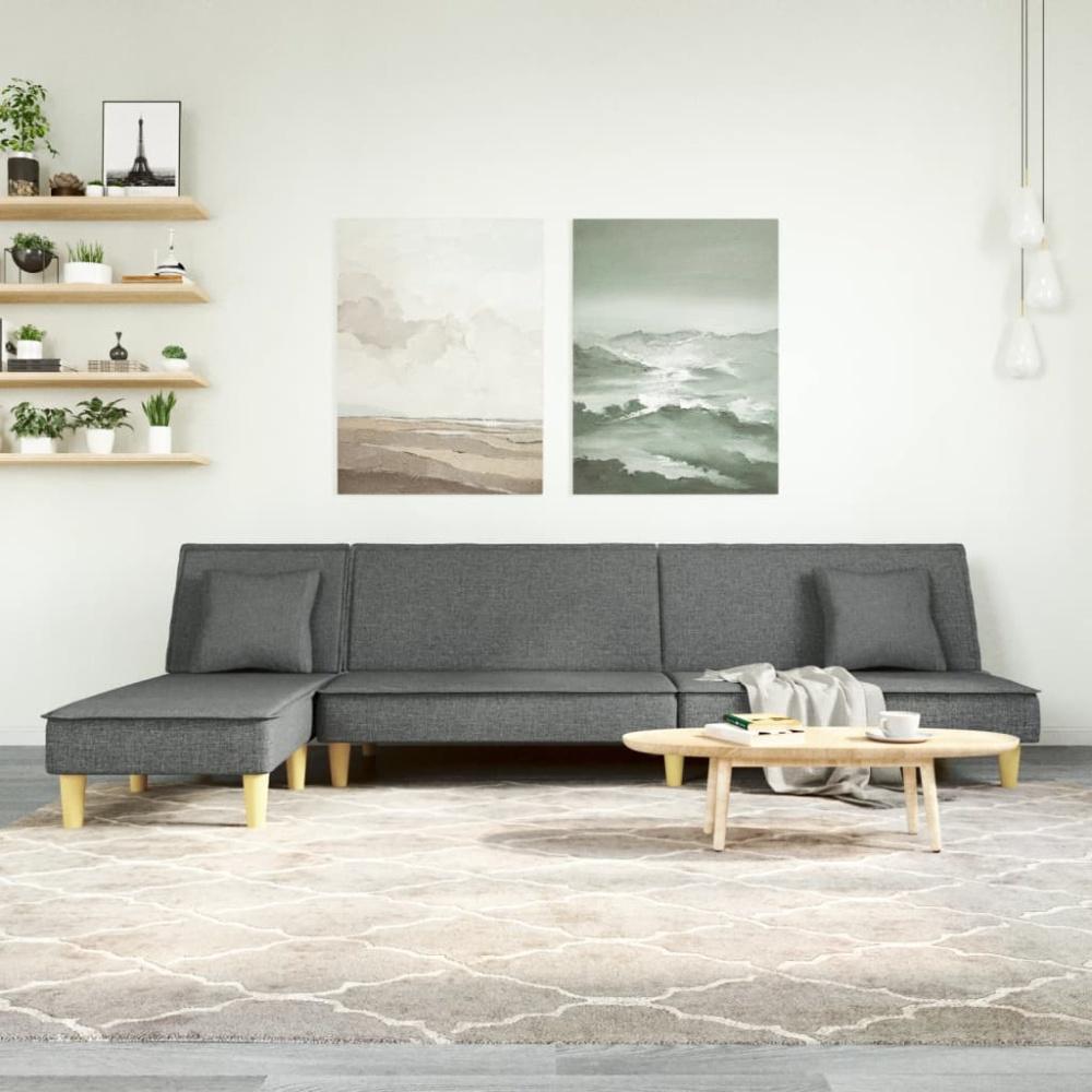 Schlafsofa in L-Form Dunkelgrau 255x140x70 cm Stoff Bild 1