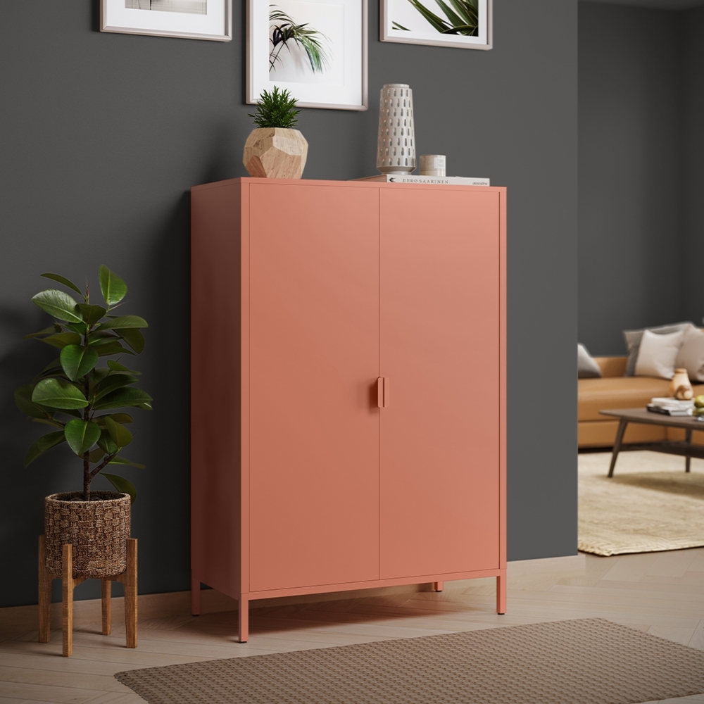 skølm 'Ituri' Kommode, Metall, terrakotta, 120x80x38 cm, Highboard mit 3 Fächern Bild 1