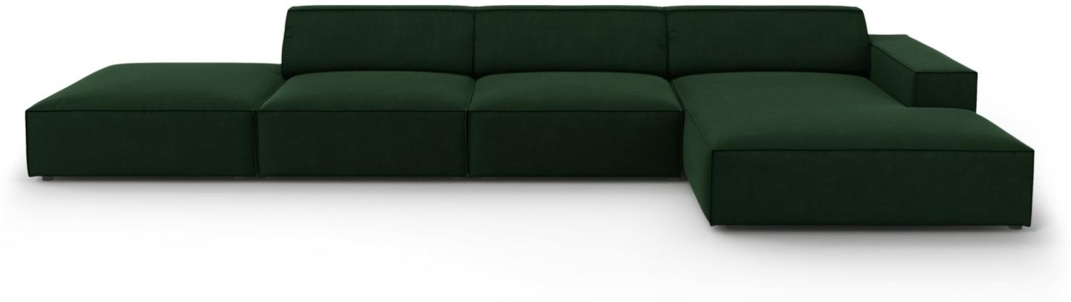 Micadoni 5-Sitzer Samtstoff Ecke rechts Sofa Jodie | Bezug Bottle Green | Beinfarbe Black Plastic Bild 1