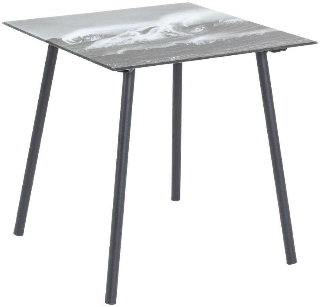 Beistelltisch in schwarz-schwarz-weiß aus Stahl, Glas 5 mm - 40 x 41 x 40 cm (BxHxT) Bild 1