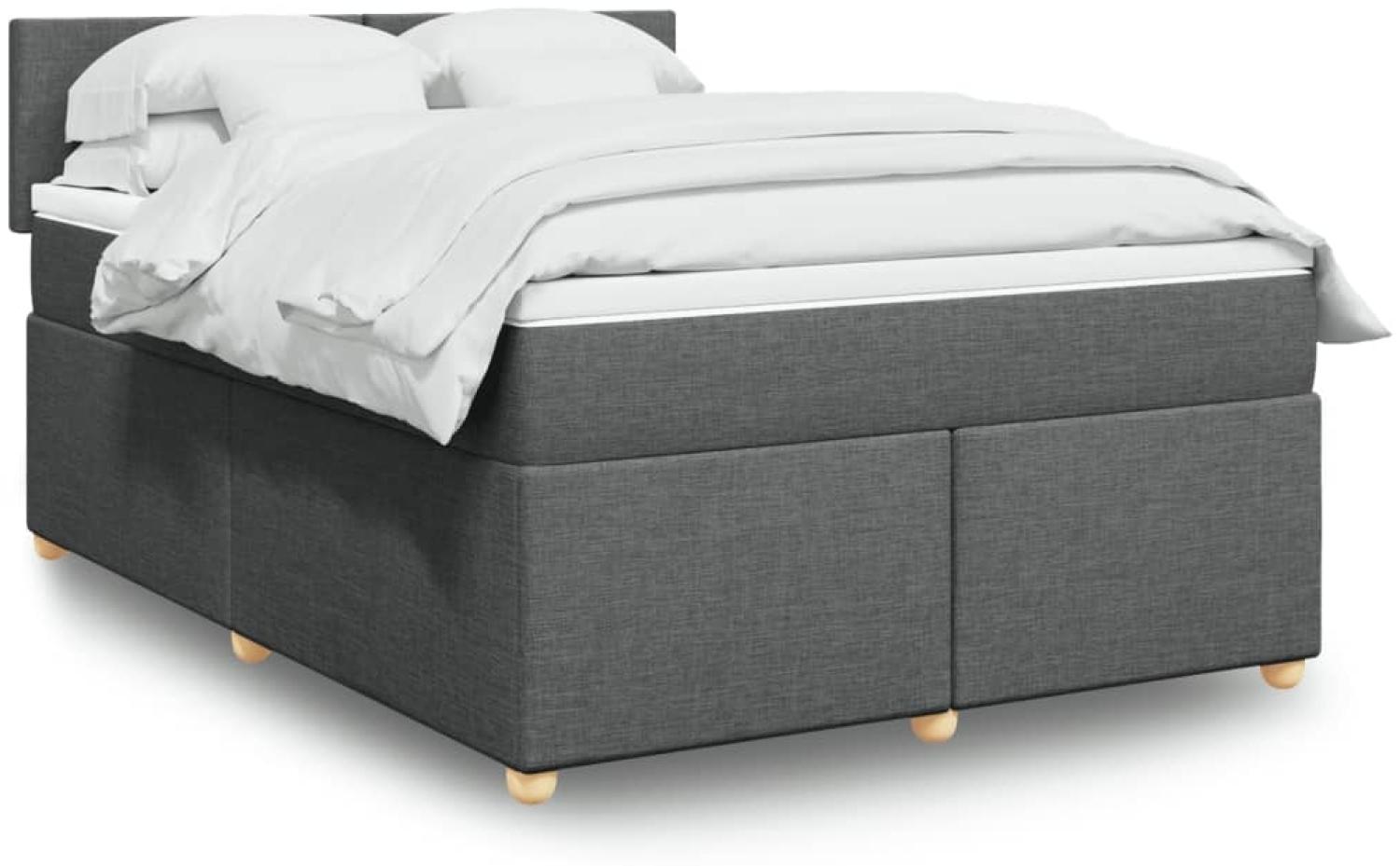 vidaXL Boxspringbett mit Matratze Dunkelgrau 140x190 cm Stoff 3288969 Bild 1