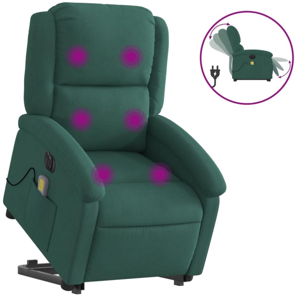 vidaXL Massagesessel mit Aufstehhilfe Elektrisch Dunkelgrün Samt 3204335 Bild 1