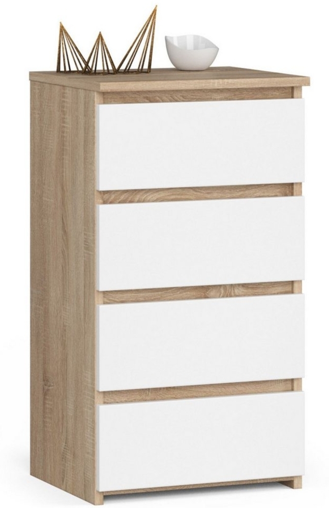 Home Collective Kommode 40 cm breit Holz Highboard Sideboard für Flur Schlafzimmer Wohnzimmer (Mehrzweckschrank Schrank schmal Kommode Schlafzimmer mit Schubladen), Kinderzimmer Organizer, 73 cm hoch mit 4 Schubladen sonoma Eiche-weiß Bild 1