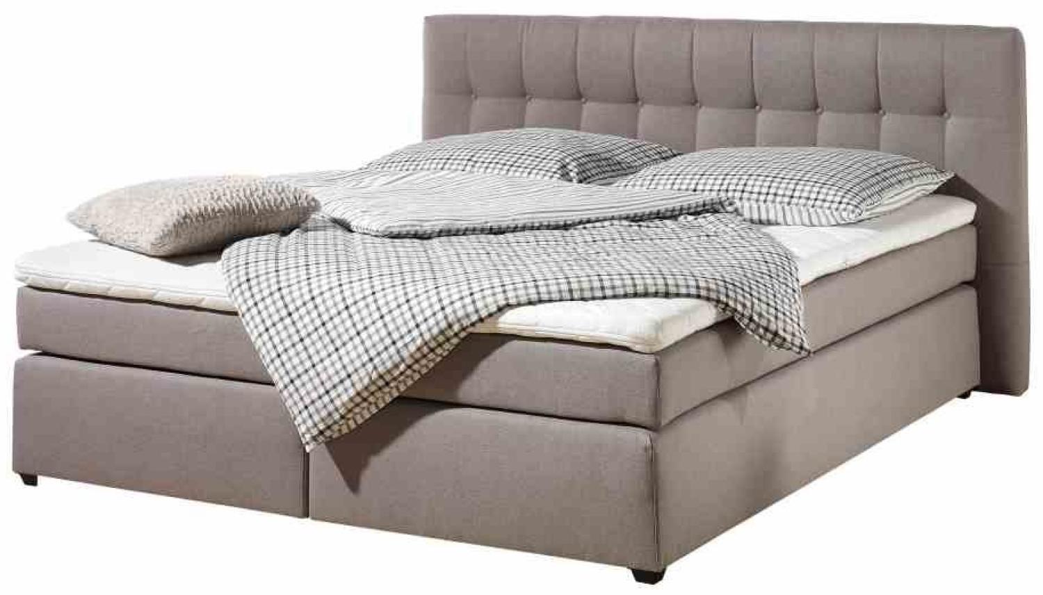 Maintal Boxspringbett Jeremy, 160 x 200 cm, Strukturstoff, 7-Zonen-Kaltschaum Matratze H2, taupe Bild 1