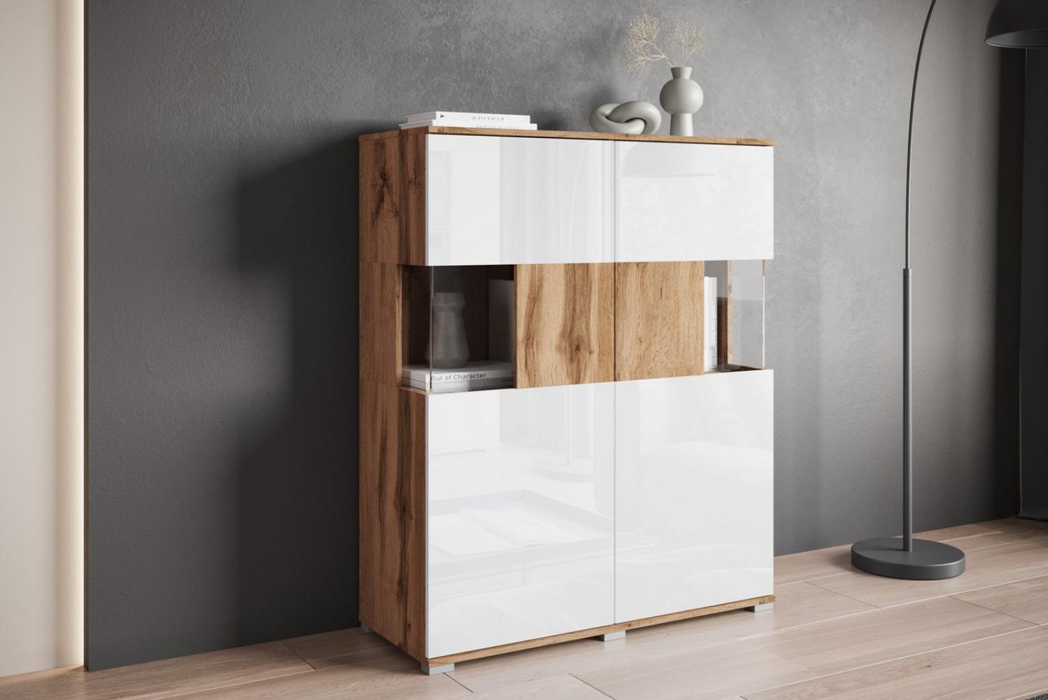 INOSIGN Highboard Kenia, Modernes Highboard mit Glastüren, Breite 100 cm Bild 1