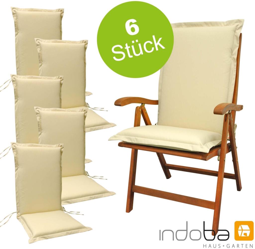 6 x indoba - Sitzauflage Hochlehner Serie Premium - extra dick - Beige Bild 1