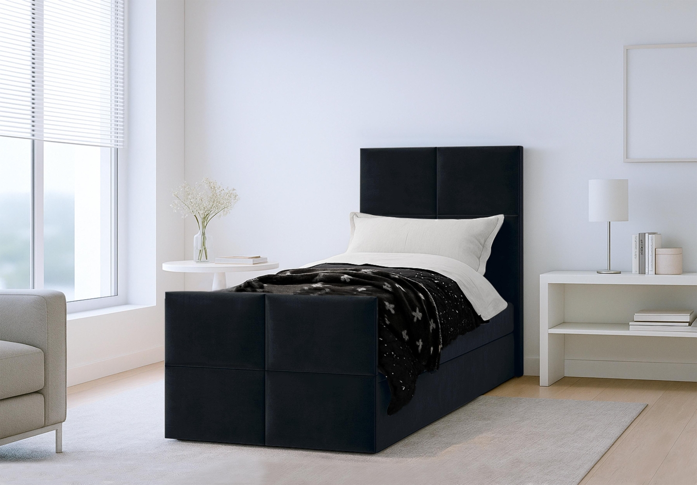 AX LIVING Levente Boxbett mit Bettkasten 100x200 Boxspringbett Braun Bild 1