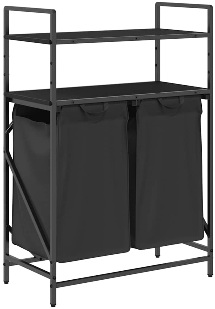 vidaXL Wäschekorb 2 Fächer mit Ablagen Schwarze Eiche 859085 Bild 1