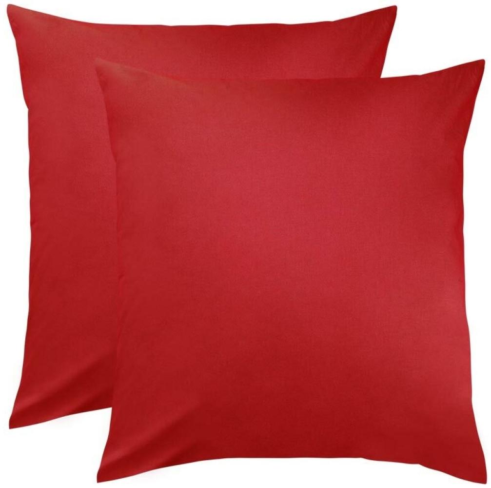 BettwarenShop Single Jersey Kissenbezug Ulm 2er Pack|80x80 cm| rot Bild 1