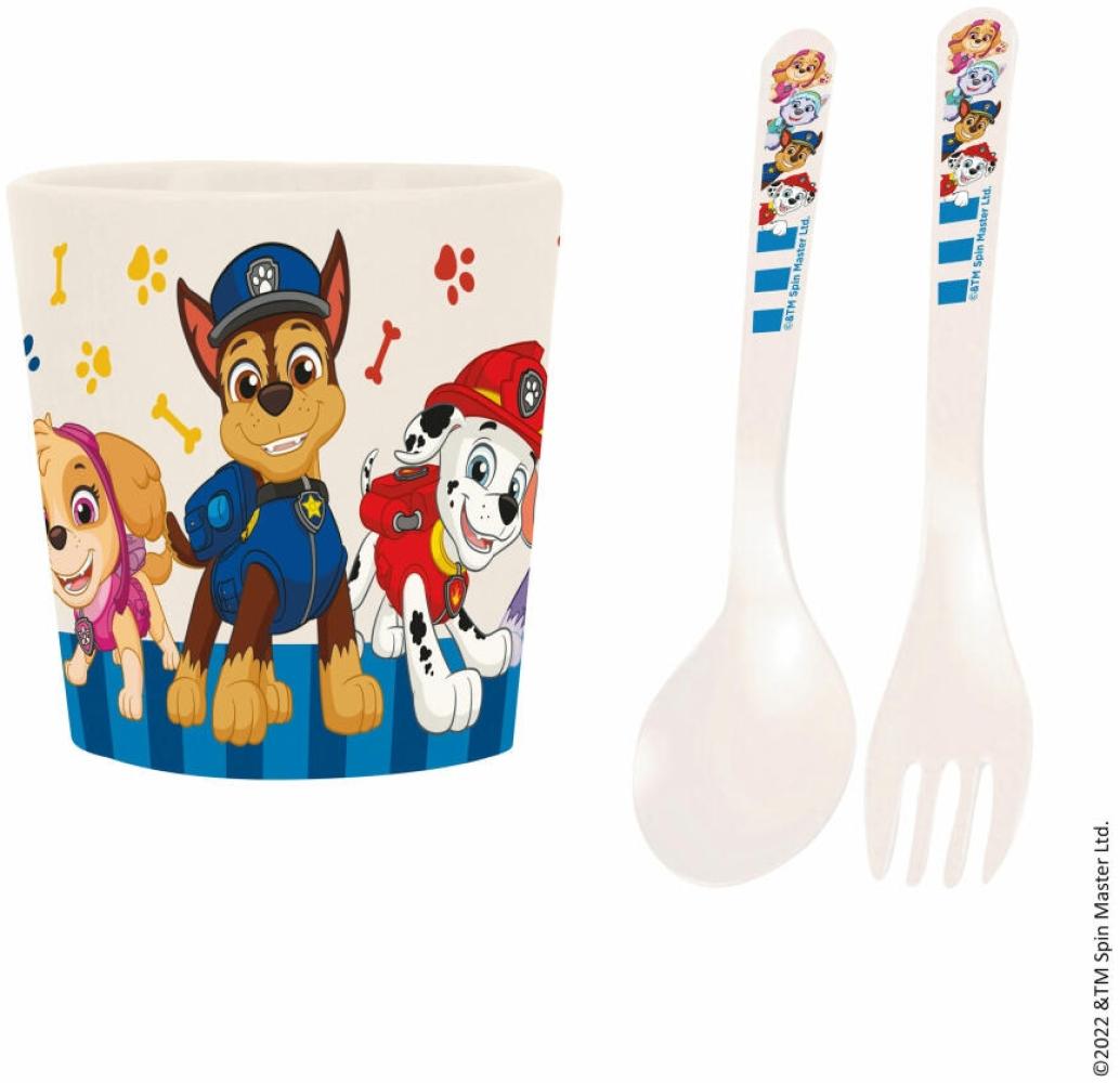 Koziol Becher-Besteck-Set Easy Eater Paw Patrol 3-tlg, Kindergeschirr, Besteck, Kunststoff, Cloud White, 8054717 Bild 1