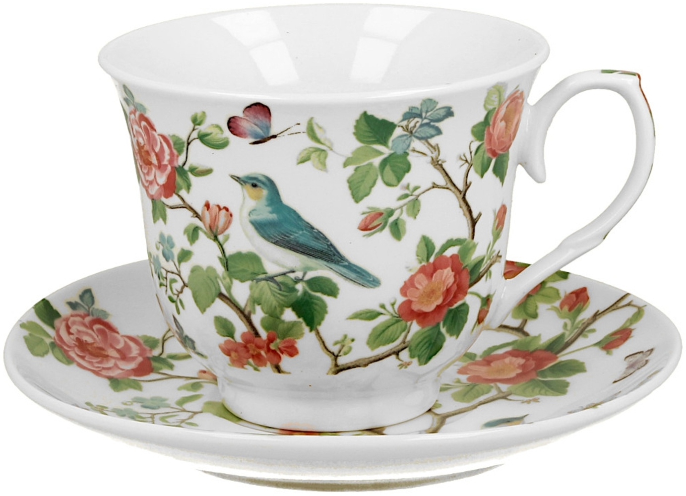 DUO CROCUS Kollektion Tasse 250 ml BIRDS ON A BRANCH mit Untertasse, New Bone China Porzellan Bild 1