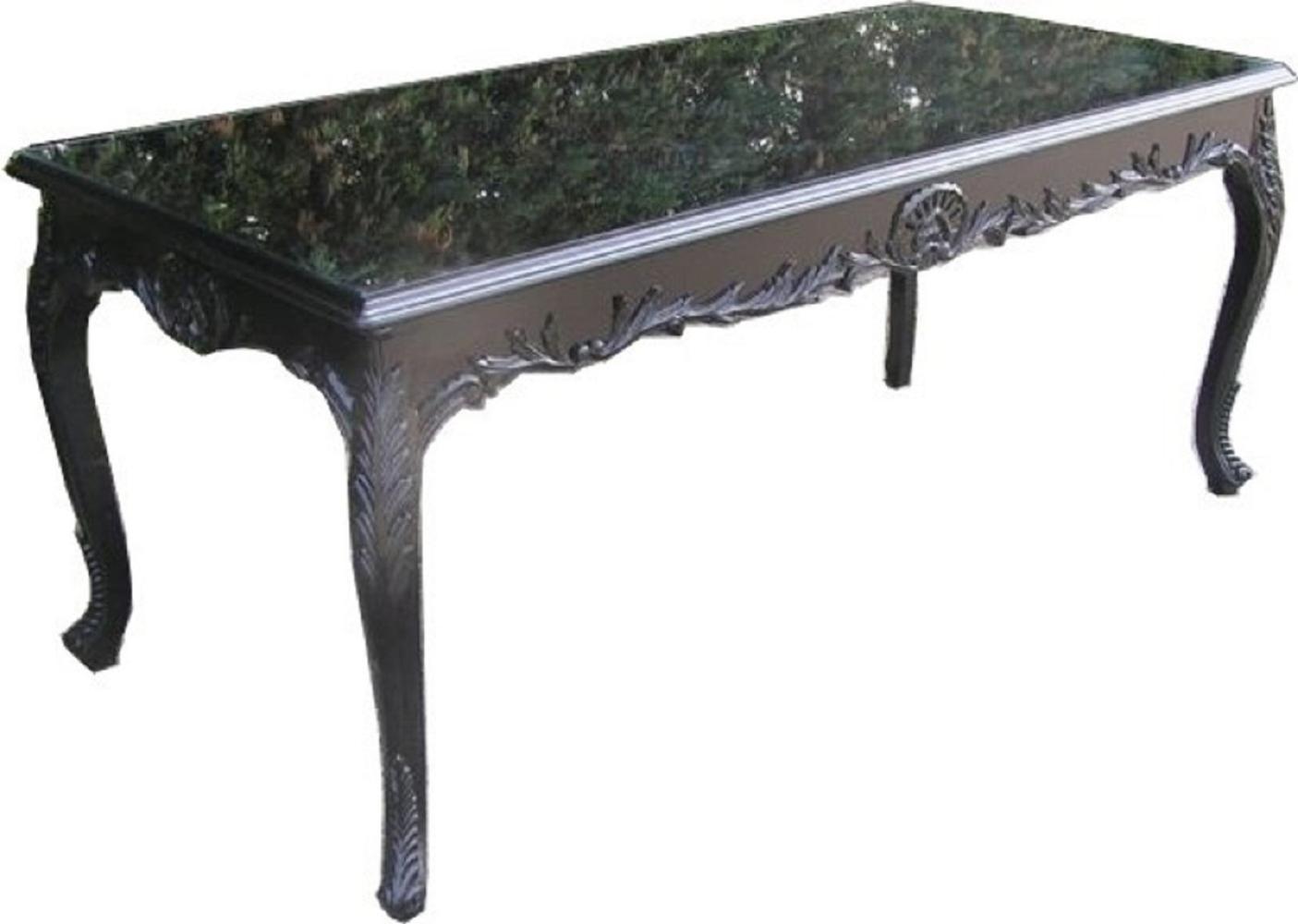 Casa Padrino Barock Esstisch mit Glasplatte Schwarz - Handgefertigter Esszimmer Tisch im Barockstil - Esszimmer Möbel im Barockstil - Barock Möbel - Barock Einrichtung Bild 1