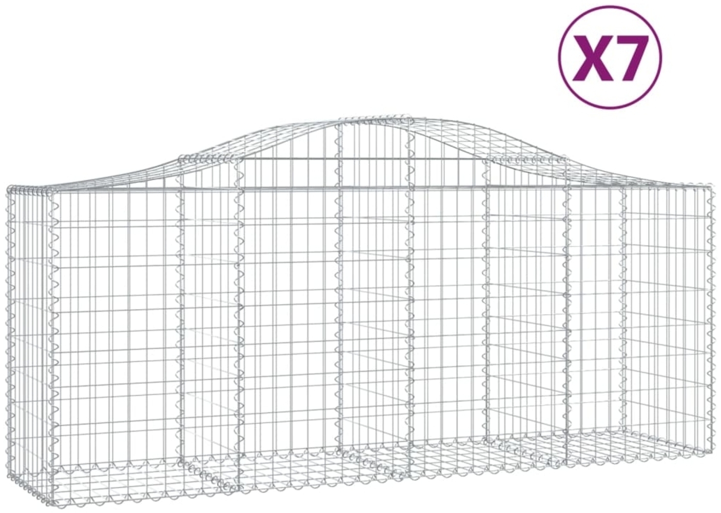 vidaXL Gabionen mit Hochbogen 7 Stk. 200x50x80/100 cm Verzinktes Eisen 3145624 Bild 1