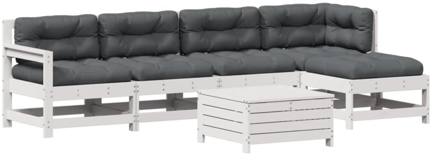 vidaXL 6-tlg. Garten-Lounge-Set mit Kissen Weiß Massivholz Kiefer 3250981 Bild 1