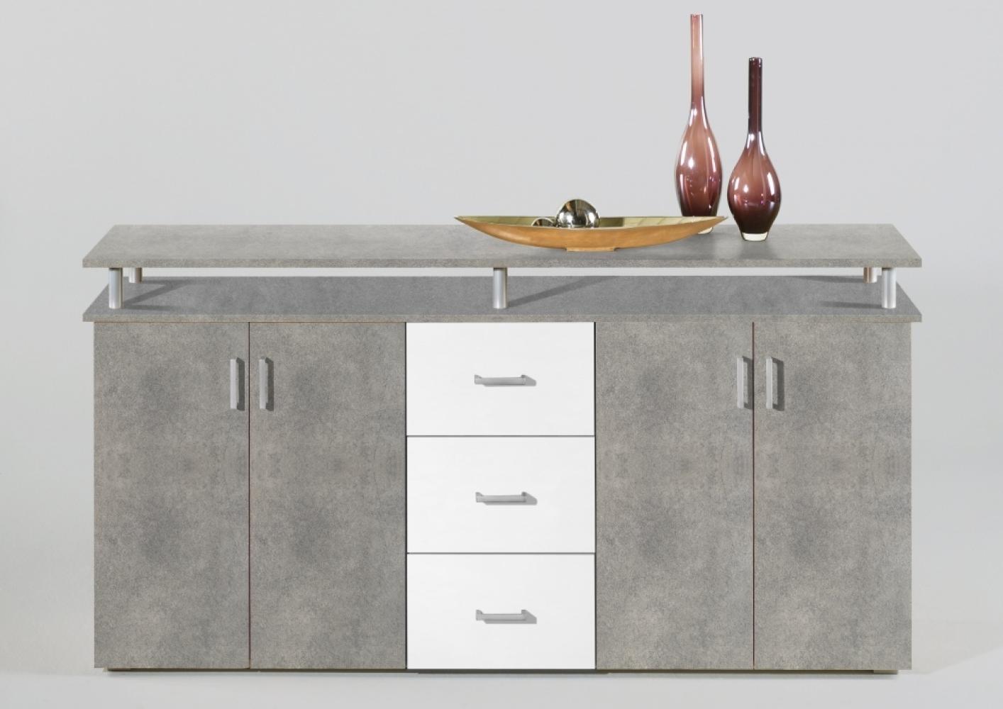 Sideboard 'Lift', Beton / Laden weiß, 180 cm breit Bild 1