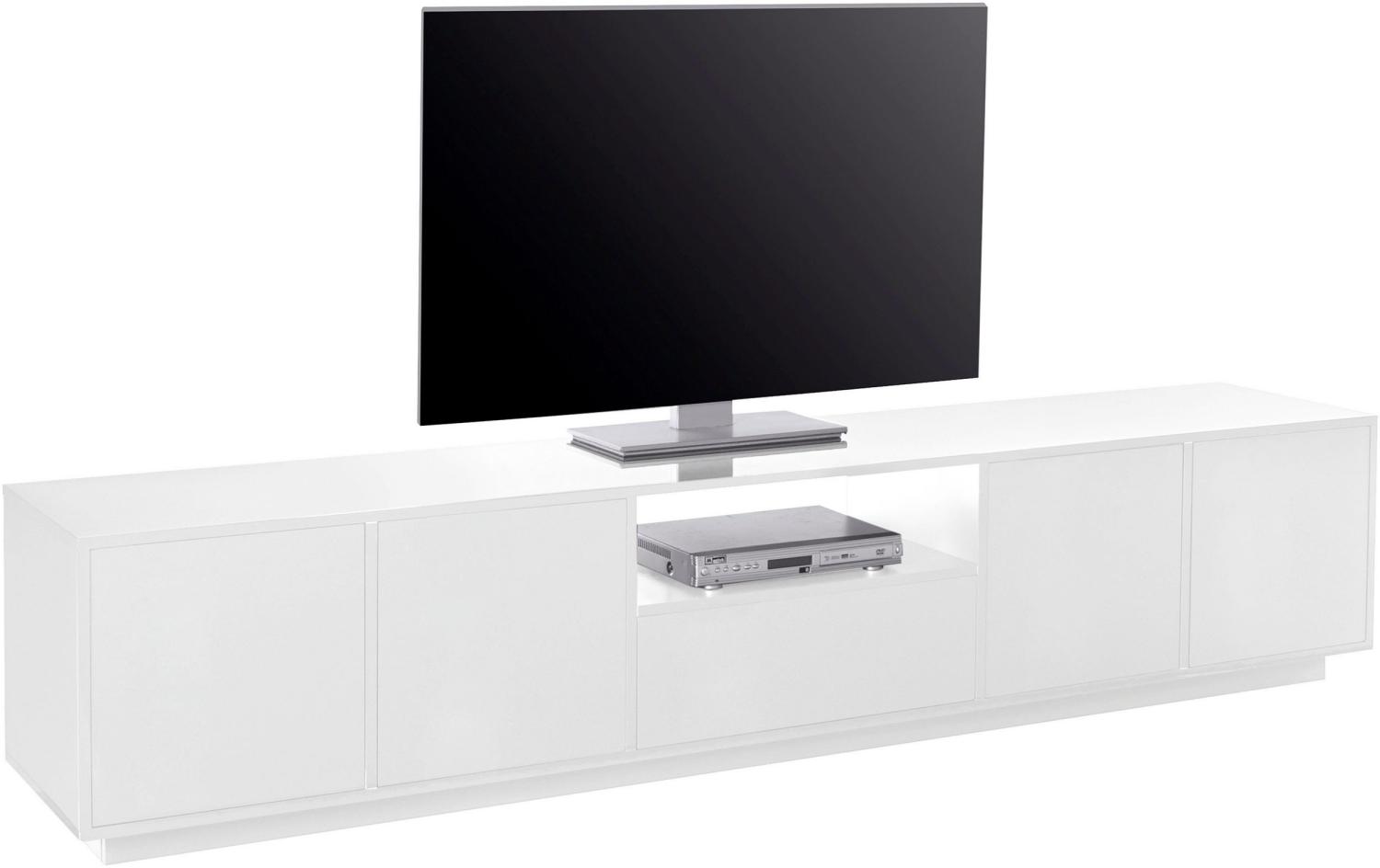 TV-Board >Syrakus< in weiß Hochglanz - 220x46x41,4 (BxHxT) Bild 1