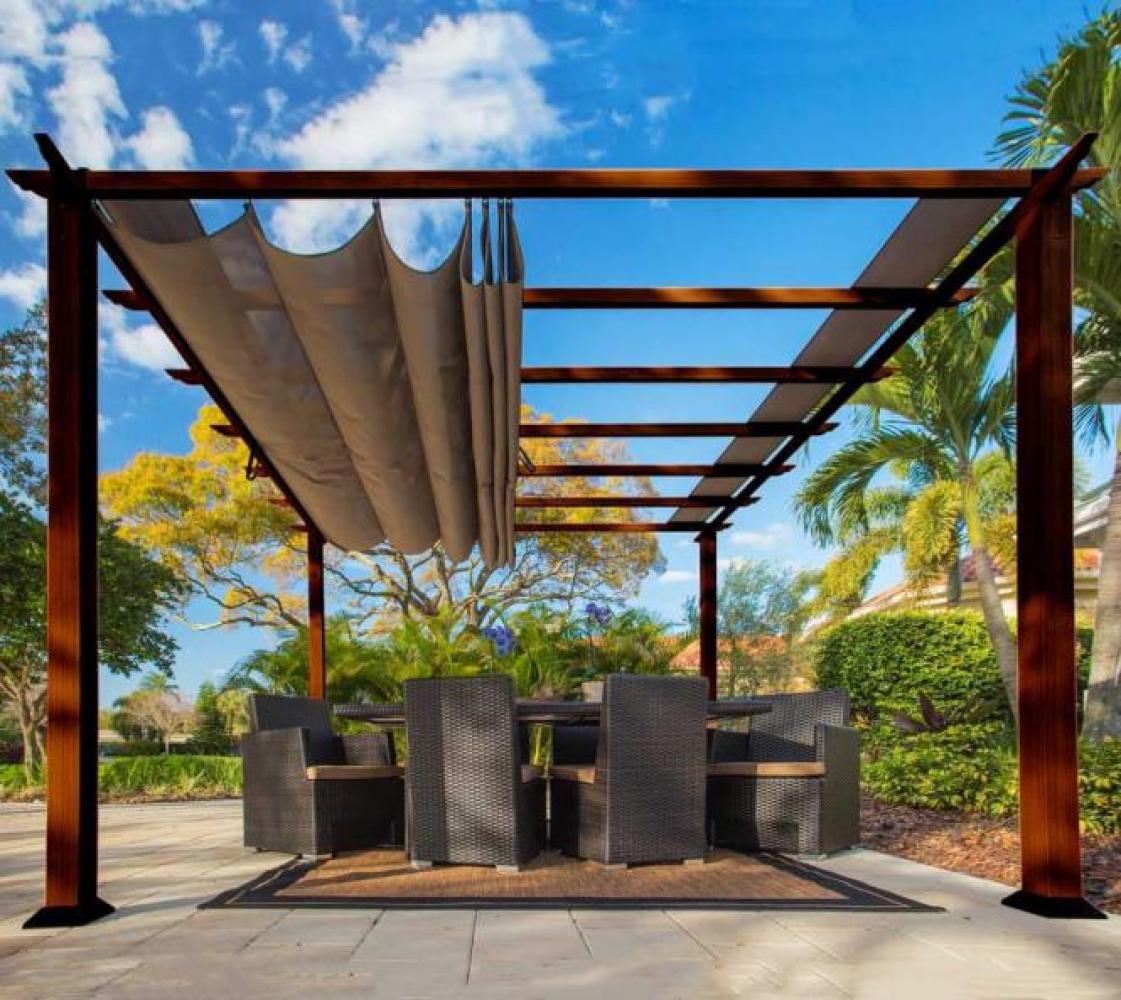 Paragon Outdoor Aluminium Pergola Florida 1111 | Holzoptik Dunkelbraun | 350x350x235 cm Bild 1