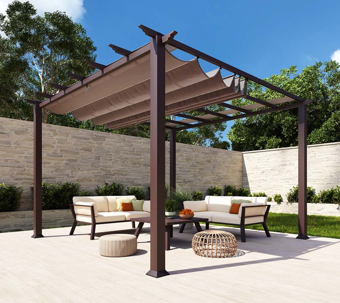 Paragon Outdoor Aluminium Pergola Florida 1111 | Holzoptik Dunkelbraun | 350x350x235 cm Bild 1