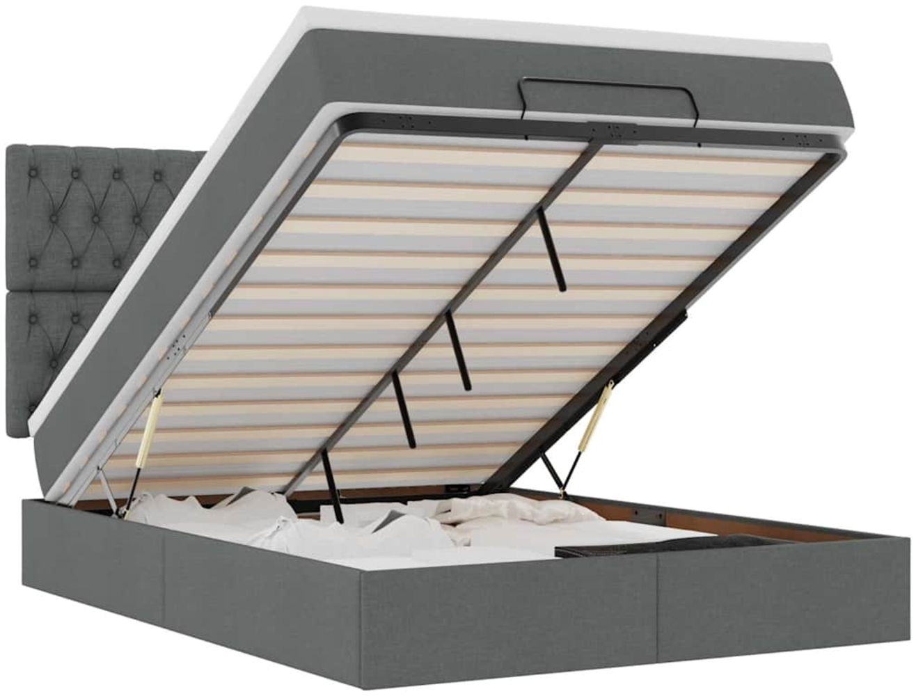 vidaXL Ottoman-Bett mit Matratze & LEDs Dunkelgrau 140x200 cm Stoff 3314094 Bild 1