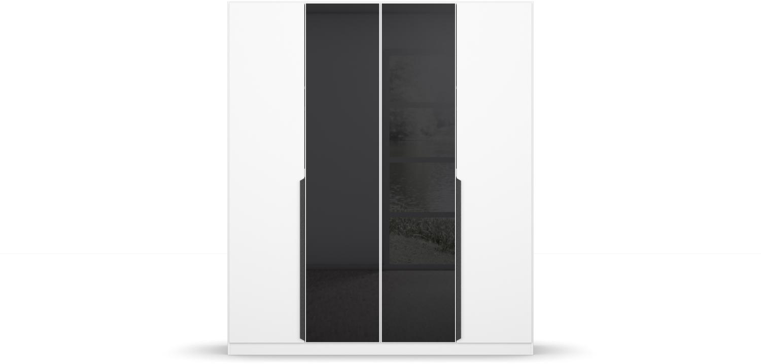 Drehtürenschrank >Artemis< in alpinweiß / Glas basalt - 181x210x54 (BxHxT) Bild 1