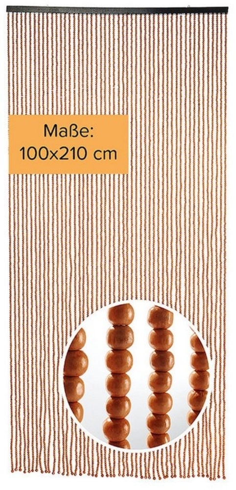 Kobolo Türvorhang Perlenvorhang CHOCO Holzperlen braun 50 Stränge, Ösen (1 St), halbtransparent Bild 1
