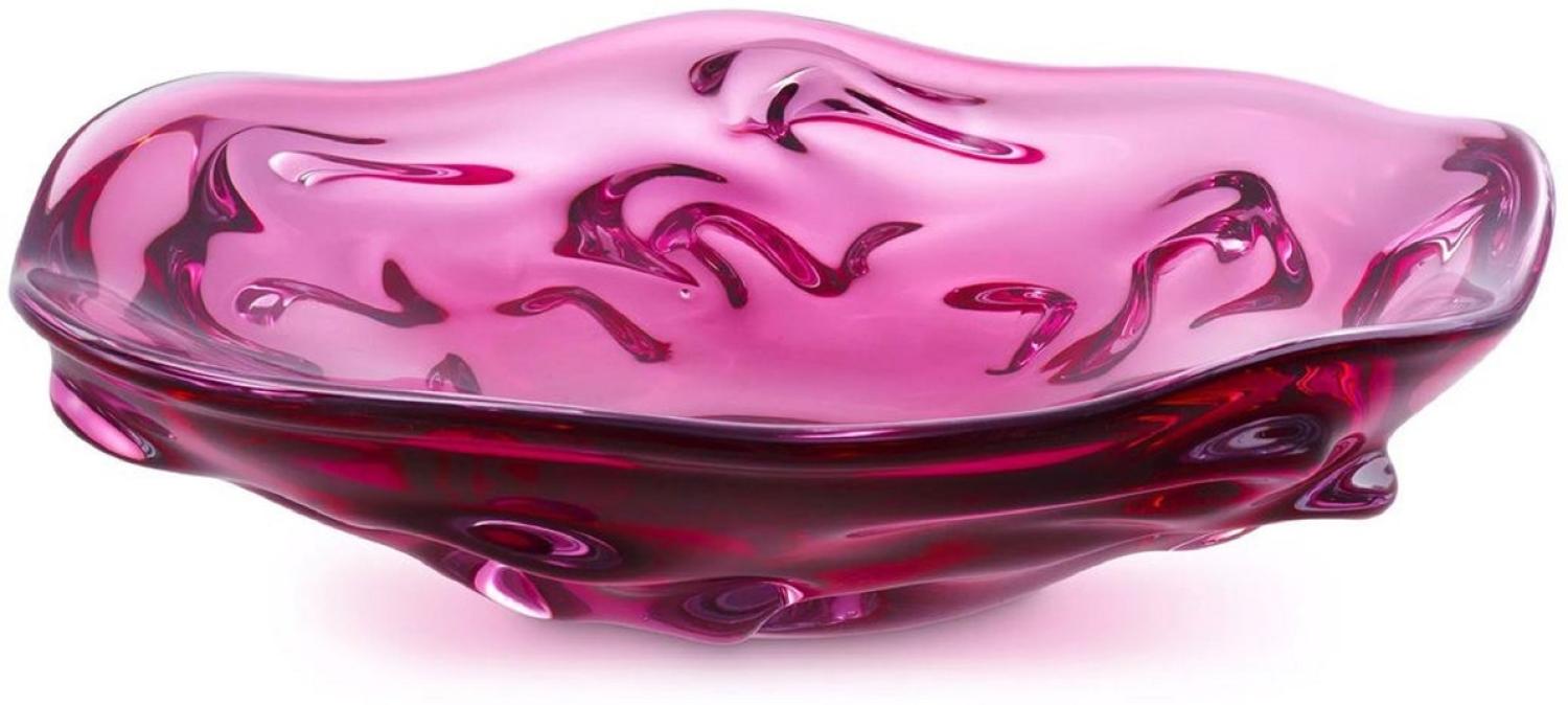 Casa Padrino Luxus Glasschale Rosa Ø 34 x H. 8 cm - Mundgeblasene Deko Glas Obstschale - Glas Deko Accessoirs - Luxus Kollektion Bild 1