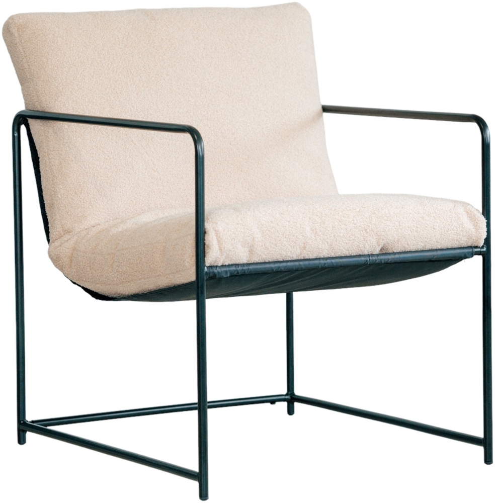 Dmora Sessel Appare, Sessel mit Bouclé-Stoff bezogen, gepolsterter Stuhl, Sitz mit Metallarmlehnen, 61x67h75 cm, Beige Bild 1