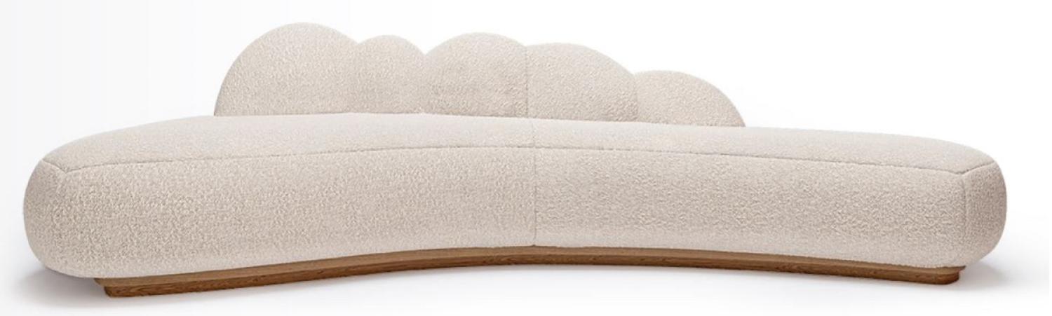 Casa Padrino Luxus Sofa Creme / Braun 260 x 100 x H. 72 cm - Gebogenes Wohnzimmer Sofa - Hotel Sofa - Wohnzimmer Möbel - Hotel Möbel - Luxus Möbel Bild 1