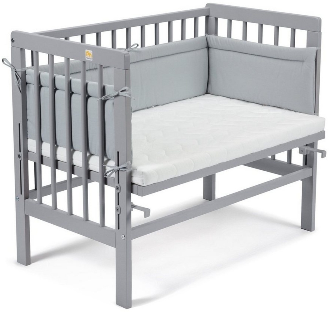 Fabimax 4659 'BASIC' Beistellbett grau, inkl. Matratze 'AIR' und Nestchen 'Amelie' grau Bild 1