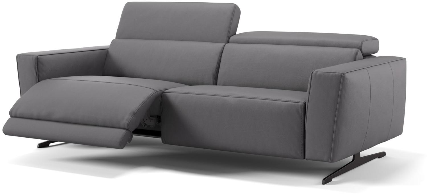 Sofanella Ledercouch ALESSO Dreisitzer Sofa Echtleder in Grau M: 210 Breite x 108 Tiefe Bild 1