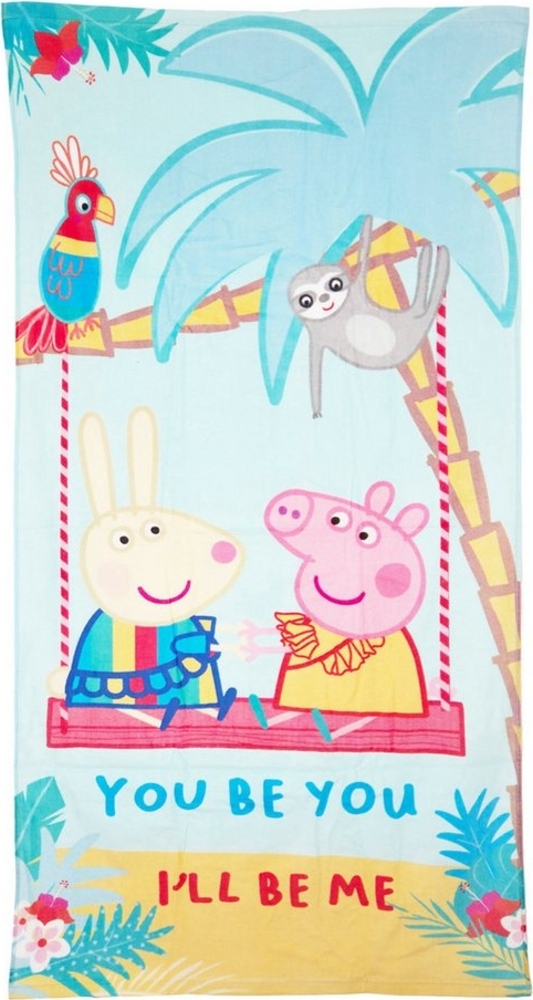 Peppa Pig Strandtuch Peppa Wutz Pig Luisa Löffel Badetuch XL Handtuch 70x140 cm, 100% Baumwolle Bild 1