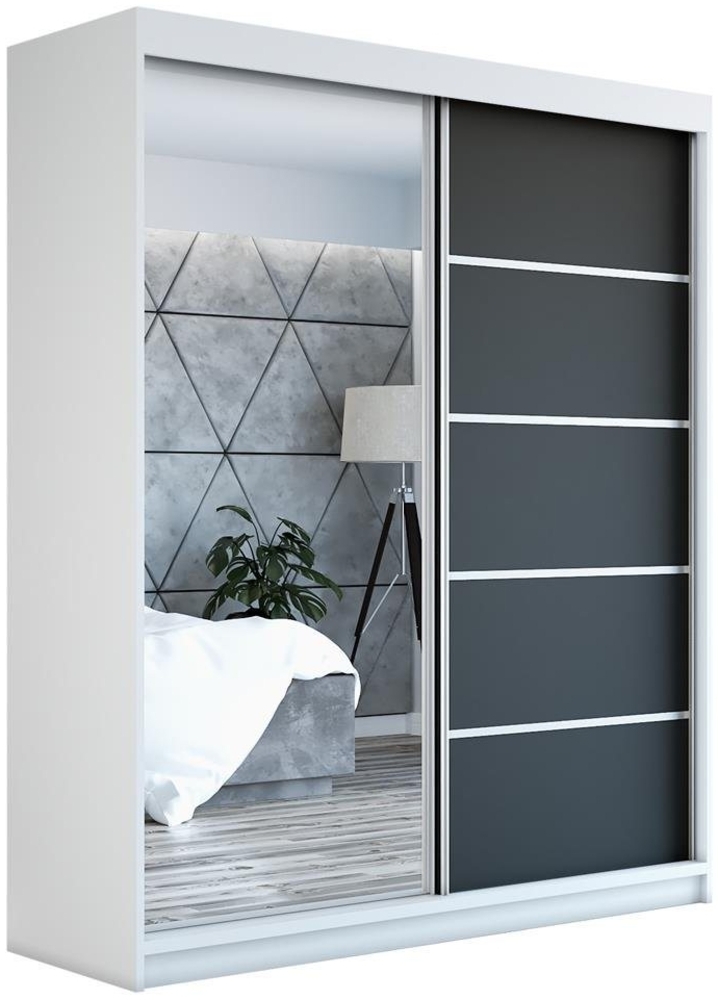 A&J MöbelLand GmbH Schwebetürenschrank BERLIX,2-türig Schrank mit Spiegel (Kostenlose Lieferung – nur für kurze Zeit! TOP ANGEBOT! Geräumiger Schrank mit einer Breite von 180 cm und Spiegel, ideal zur Aufbewahrung von Kleidung und Accessoires. 2 Schubl... Bild 1