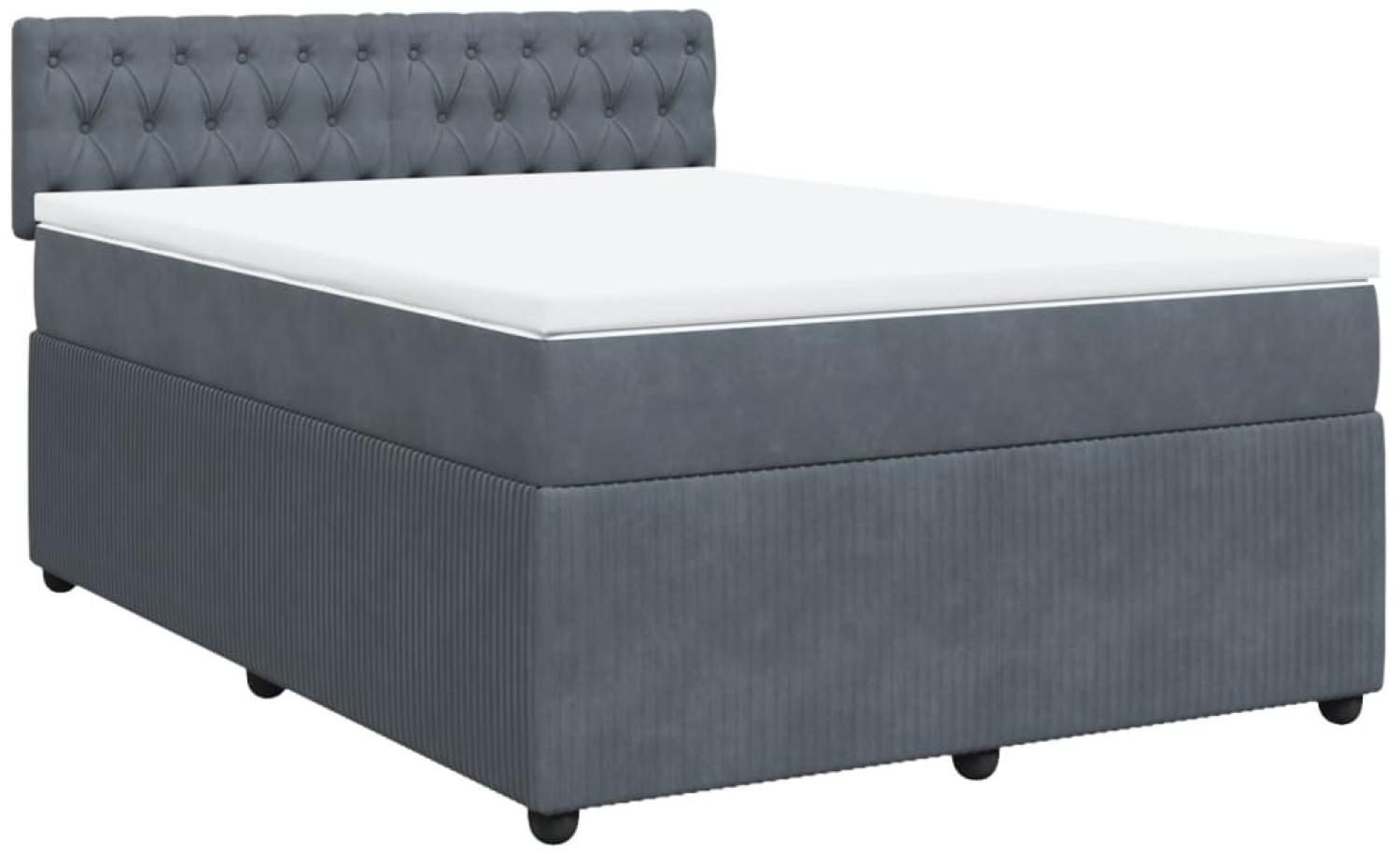 vidaXL Boxspringbett mit Matratze Dunkelgrau 140x200 cm Samt 3287765 Bild 1