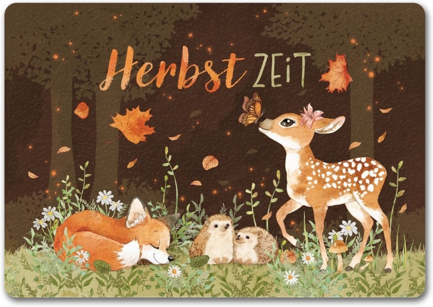 speecheese Fußmatte Tier des Waldes Fußmatte in 35x50 cm ohne Rand mit Spruch Herbstzeit Bild 1