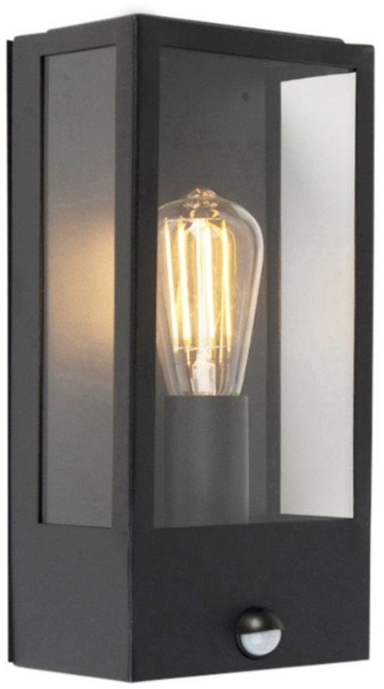 Qazqa Außen-Wandleuchte Rotterdam, ohne Leuchtmittel, E27, Schwarz, Modern, Edelstahl, 1-flammig Bild 1