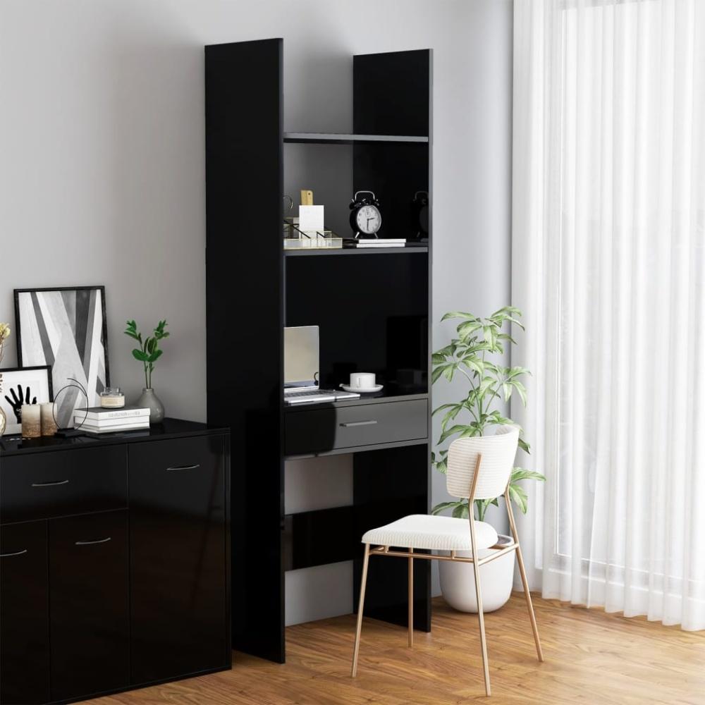 vidaXL Bücherregal Hochglanz-Schwarz 60 x 35 x 180 cm Spanplatte [803432] Bild 1