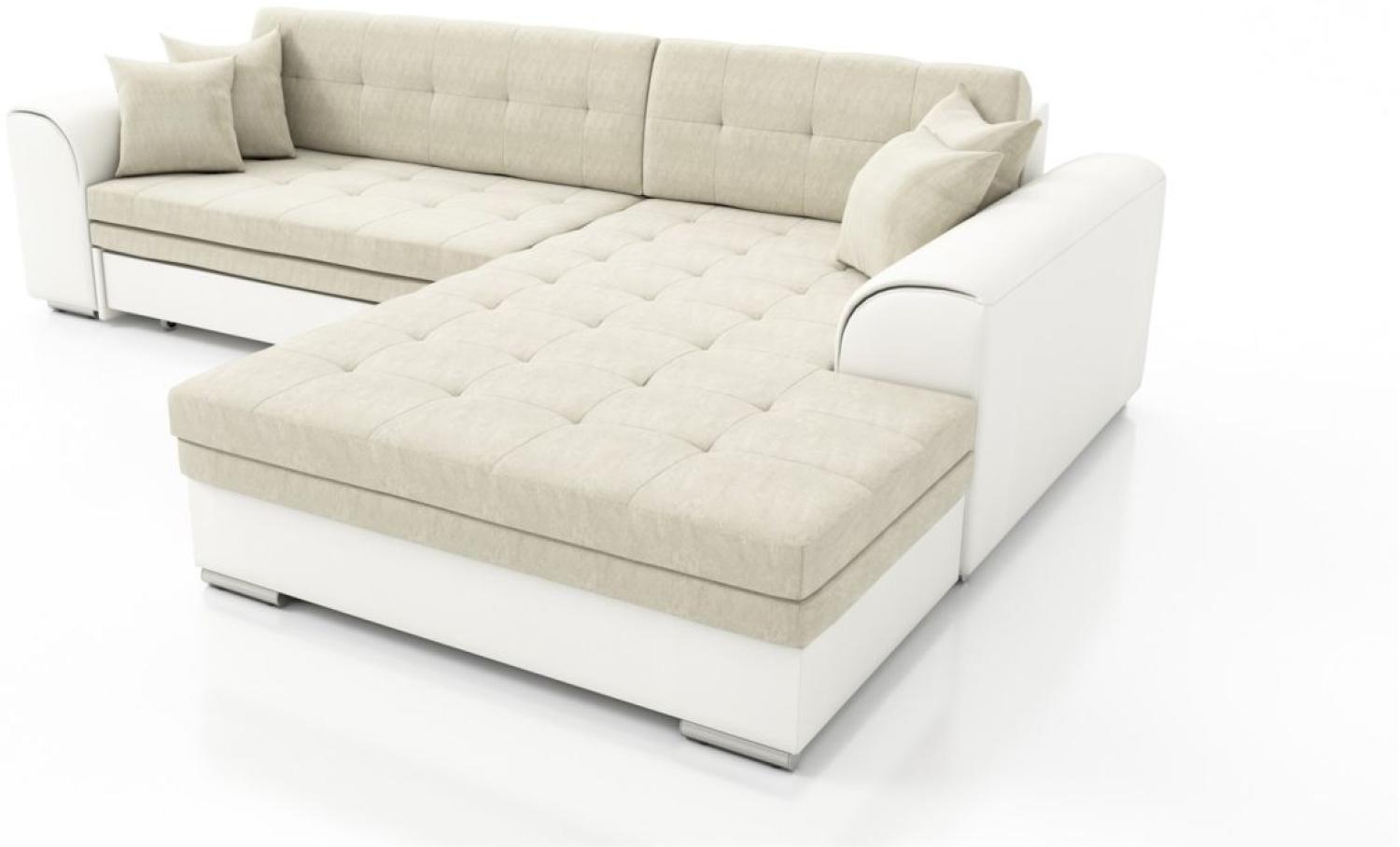 Couchgarnitur SARRA Weiß- Beige mit Schlaffunktion Ottomane Rechts Bild 1