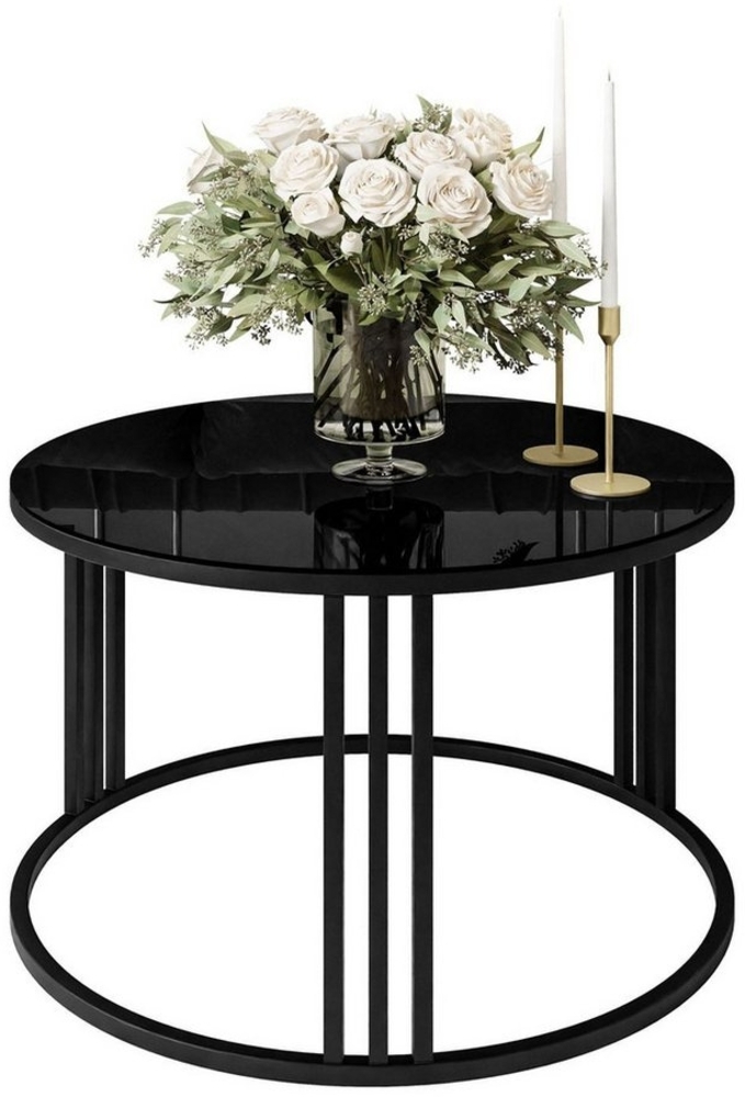 Lookway Couchtisch LORI GLASS, Runder Couchtisch mit Glasplatte (1x Couchtisch), Durchmesser: ⌀70 cm Bild 1