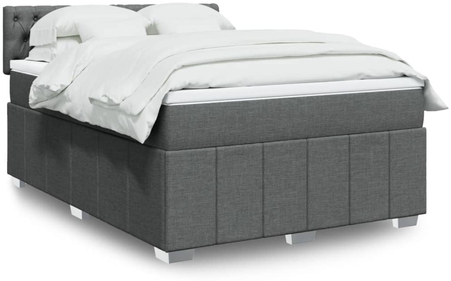 vidaXL Boxspringbett mit Matratze Dunkelgrau 140x190 cm Stoff 3289371 Bild 1