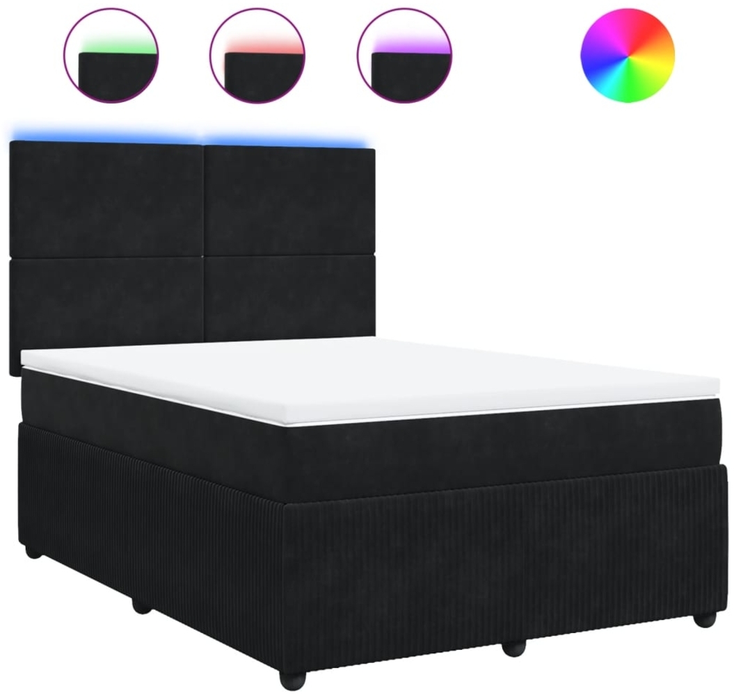 vidaXL Boxspringbett mit Matratze Schwarz 160x200 cm Samt 3294678 Bild 1