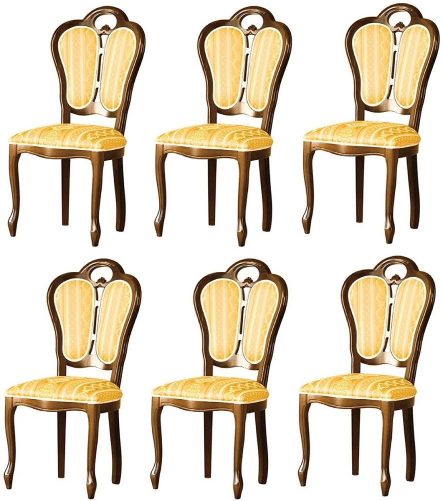 Casa Padrino Luxus Barock Esszimmer Set Braun / Weiß / Gold 48 x 43 x H. 104,5 cm - 6 Esszimmerstühle - Barock Esszimmermöbel Bild 1