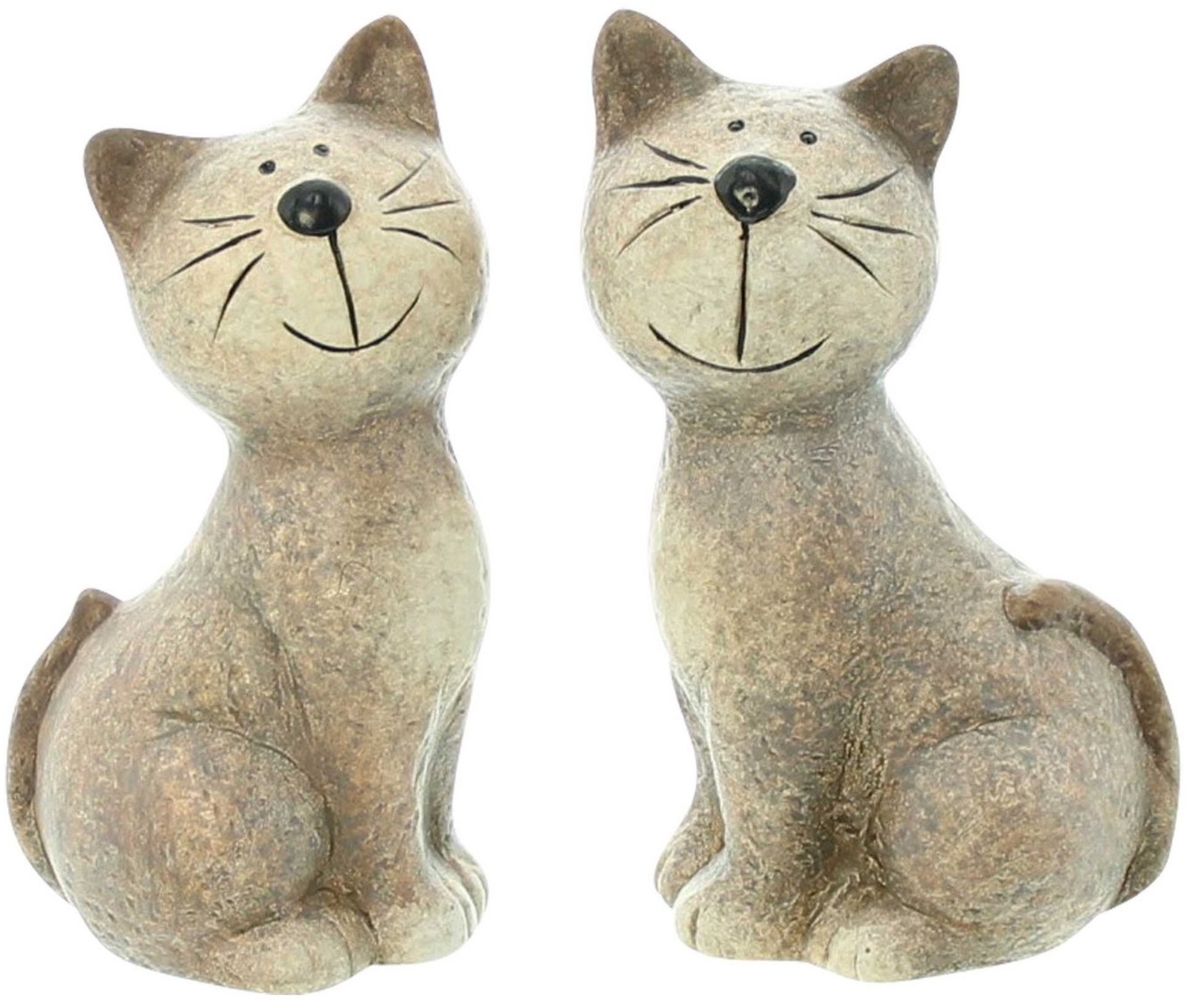 Terracotta Figur Katze 2er Set Statur Dekoration Deko Tischdeko 16cm Katzen Bild 1